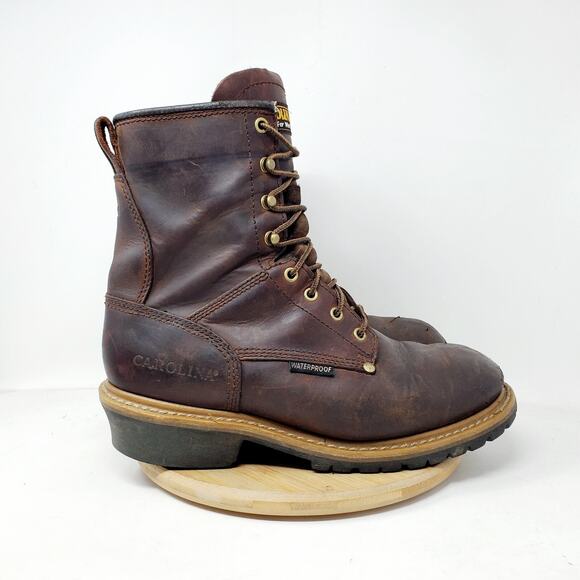 Carolina Elm Boots Mens 9.5 2E WIDE Soft Toe EH Brown Logger Work Shoes CA8821 - Picture 7 of 15